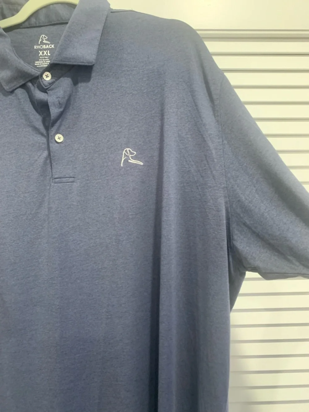 Mens RHOBACK Heathered Blue polo golf T-shirt size XXL casual summer preppy - Picture 4 of 9